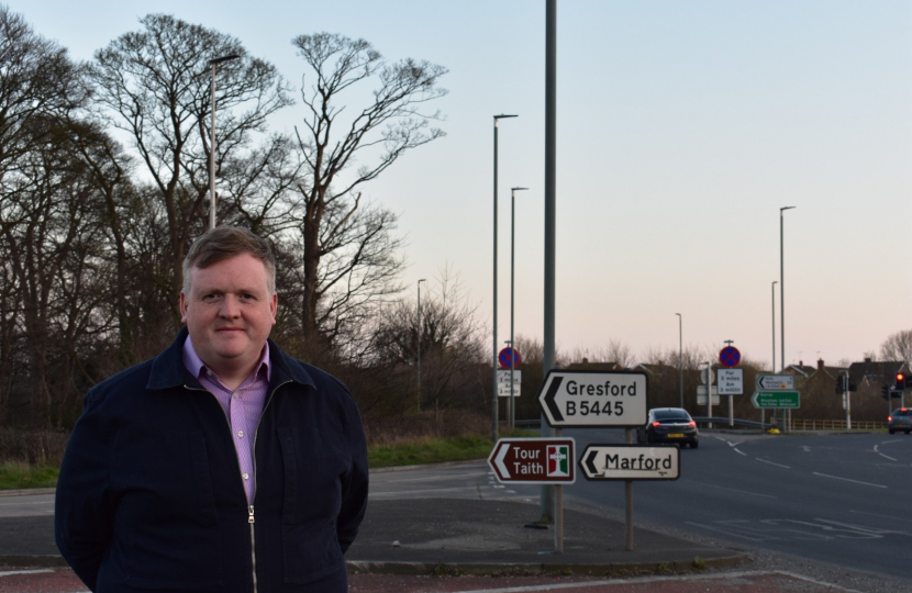 Cllr Jeremy Kent at Gresford Roundabout 